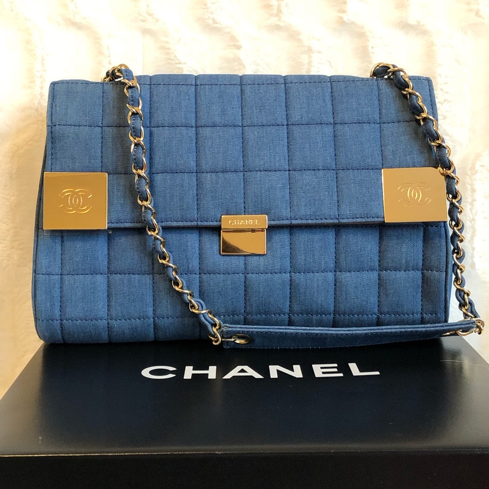 Chanel Denim Flap Handbag with gold accents